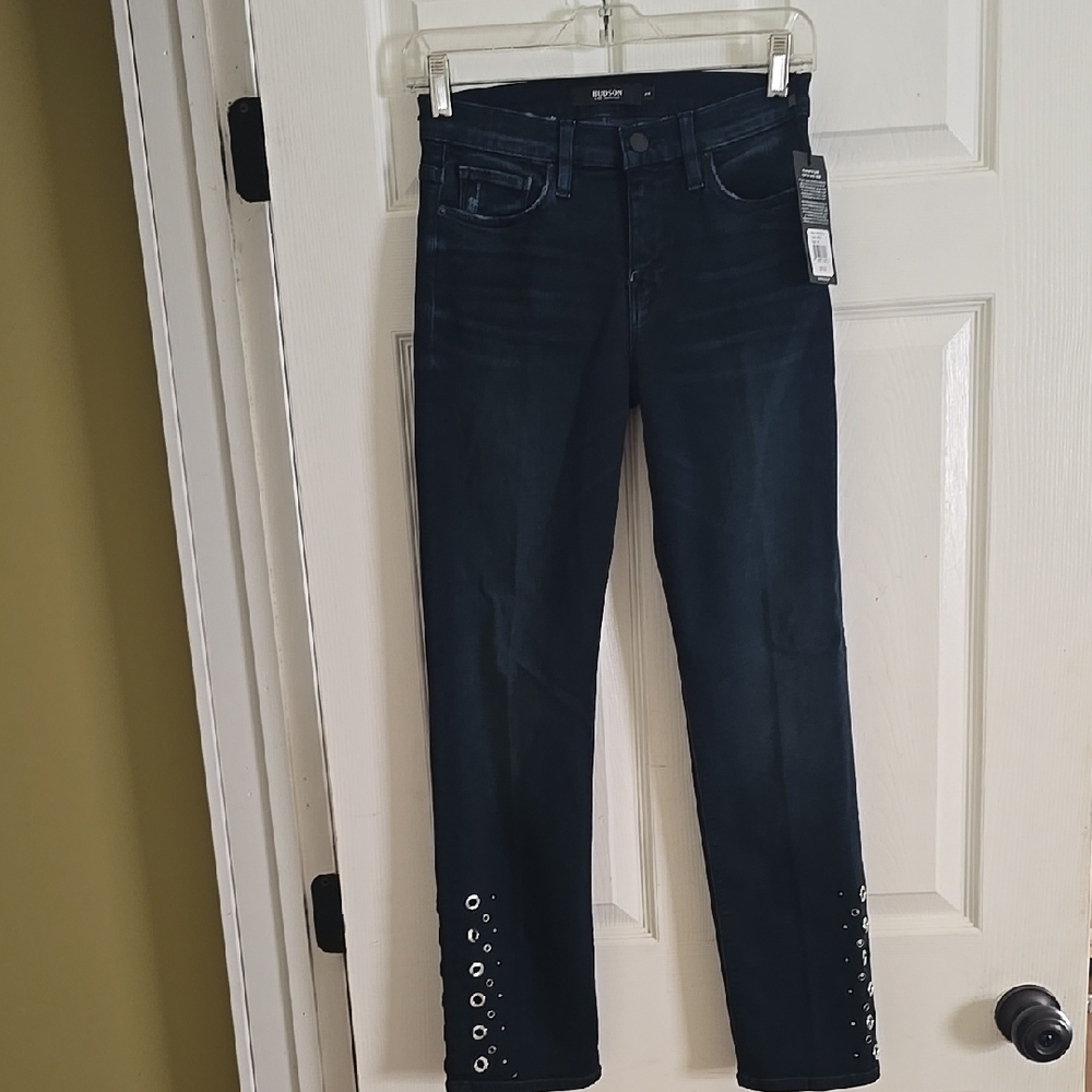 Hudson Women's Dark Demin Blue Ankle Jeans with Eyelet Detail size  2 NWT
